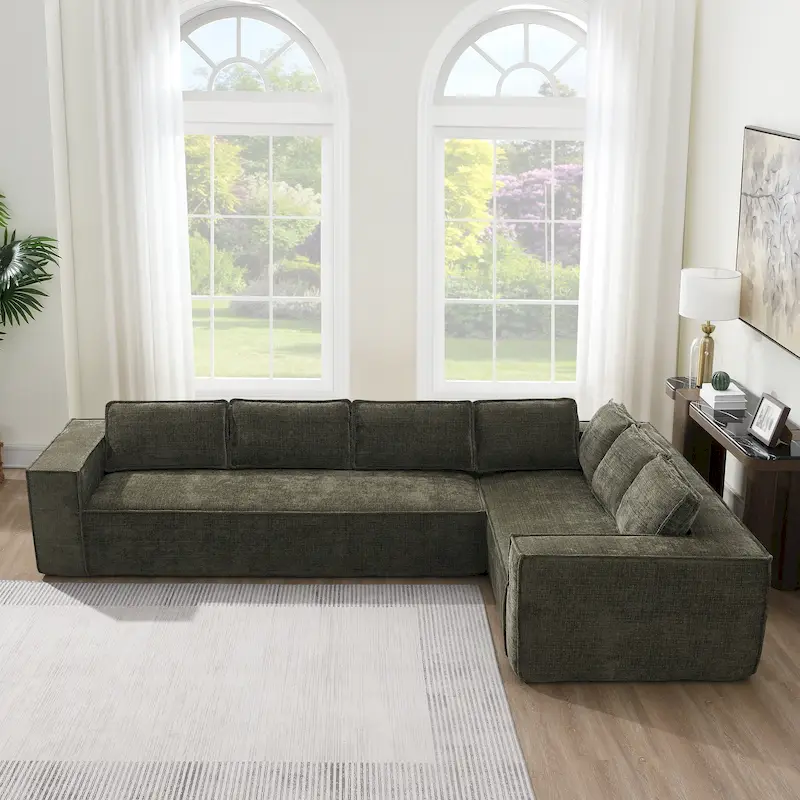 L-Shaped Modular Sectional Sofa, Chenille Cloud Sofa Set