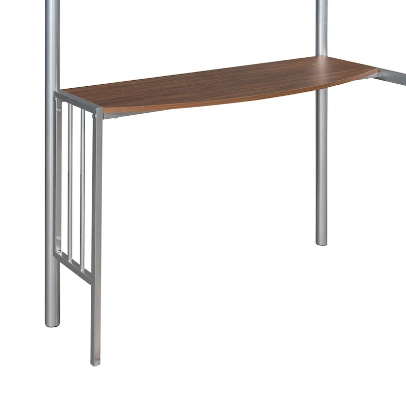 Metal Loft Bed with Desk, Ladder and Guardrails