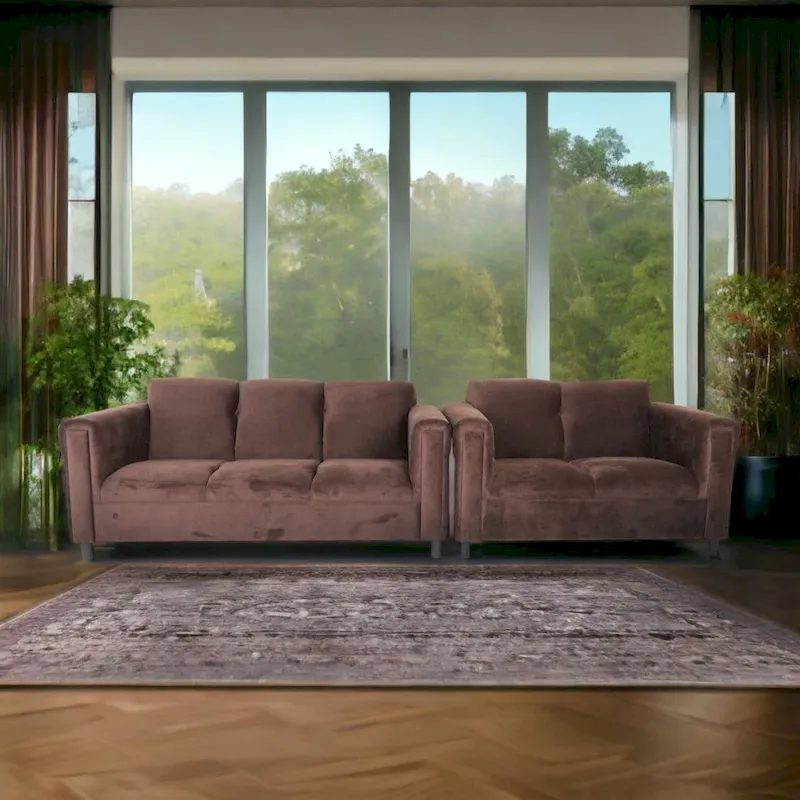 Coast to Coast Sofas Mid Century Modern Loveseat and Sofa Set Solid Wood Frame Upholstered