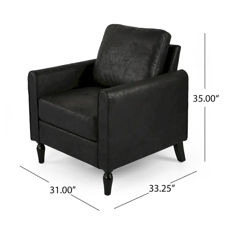 Modern 31 Microfiber Club Chair with Tapered Legs and Thick Seat Cushions