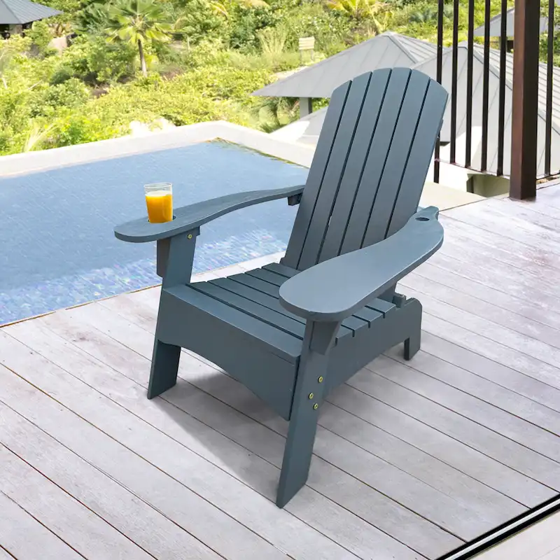 Wood Adirondack Chair with Umbrella Hole