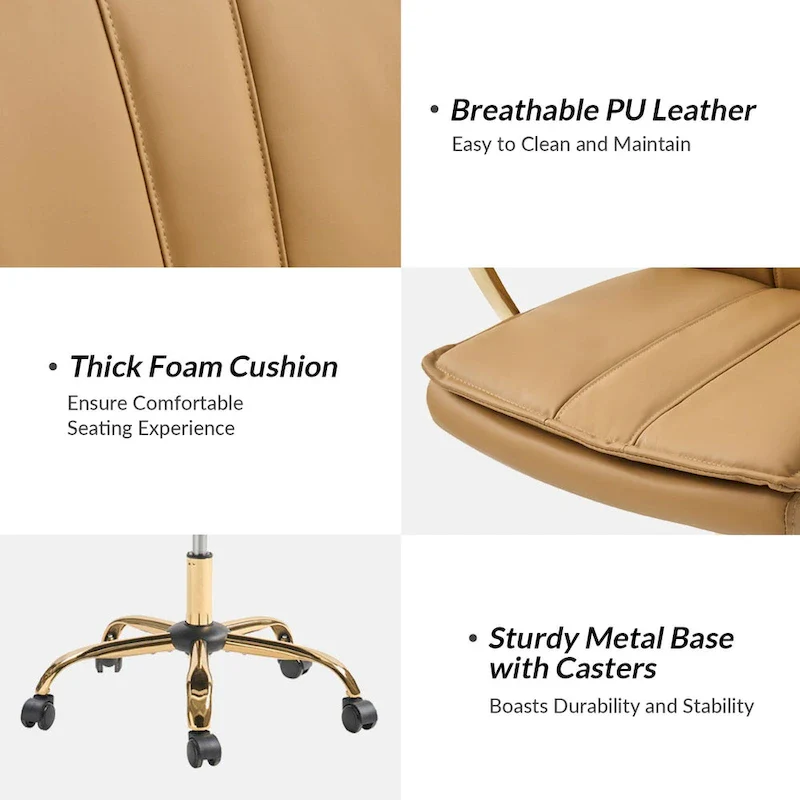 Ignacio Modern Leather Rocking Office Chair with Metal Base by HULALA HOME