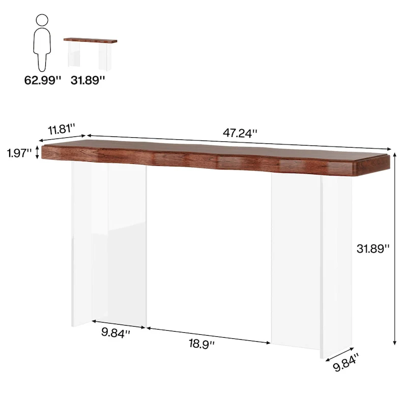 Console Sofa Table, Wave Texture, Acrylic Legs, 47.24