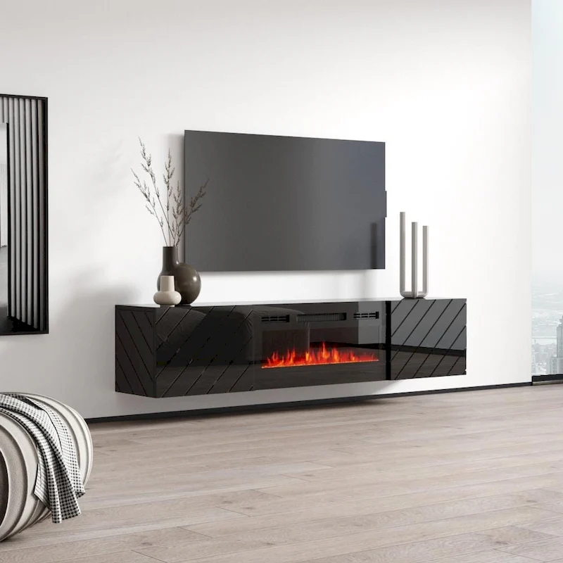Luxe EF Wall Mounted Electric Fireplace Modern 72 TV Stand