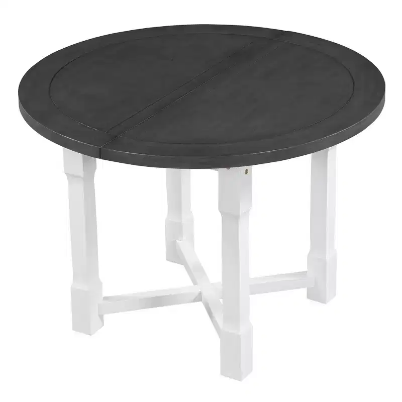 Merax Farmhouse Style Kitchen Table with Removable Leaf & Upholstered Chairs