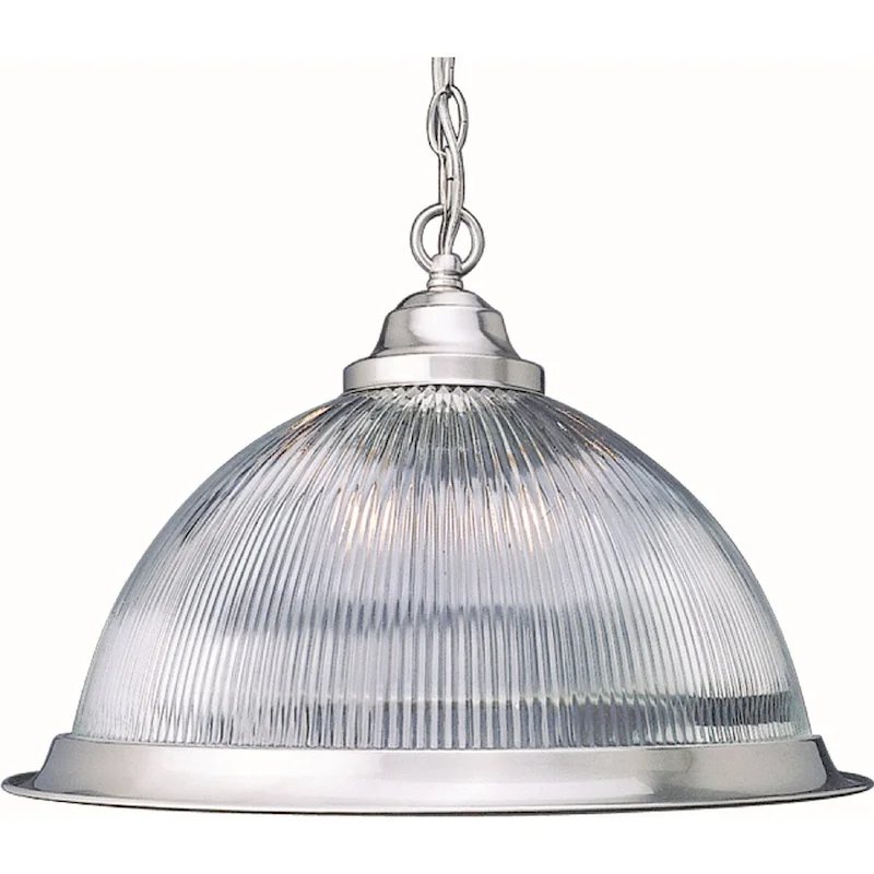 Volume Lighting Roth 1-Light Brushed Nickel Clear Ribbed Glass Bowl - Brushed Nickel