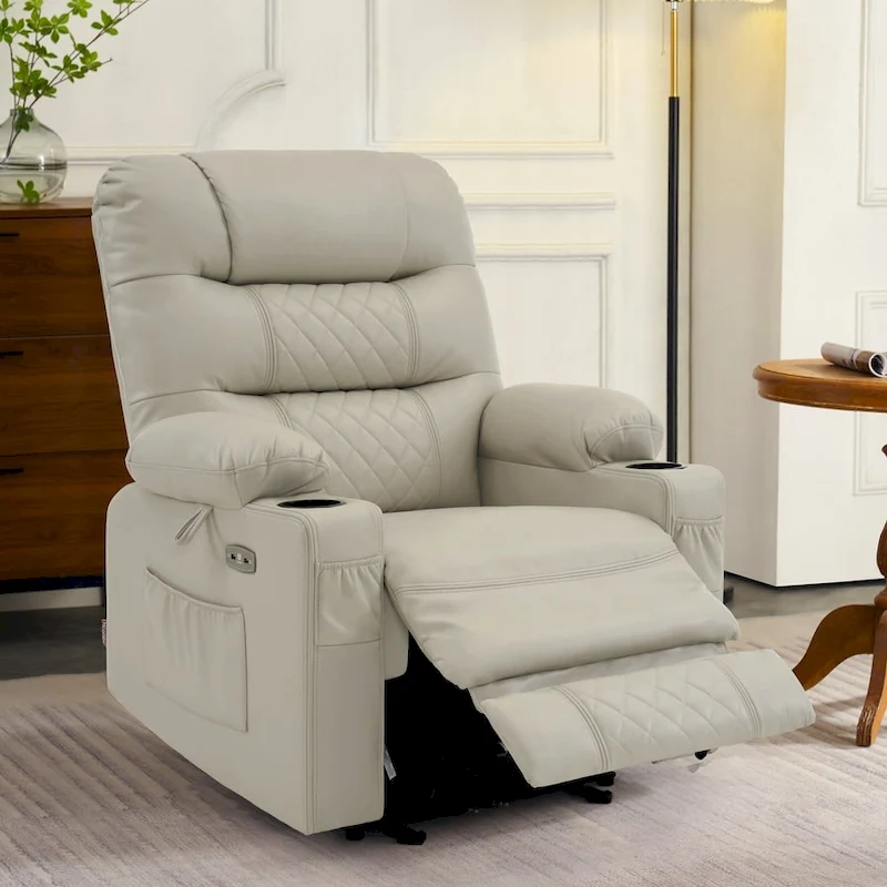 MCombo Electric Power Recliner Chair with Heat and Massage, Leather PR621