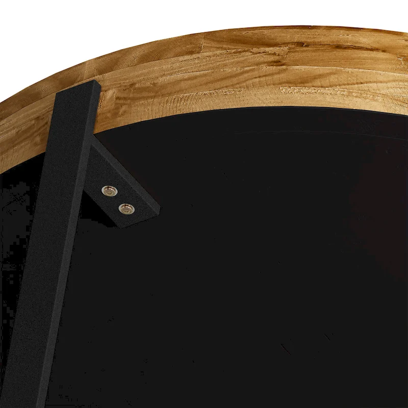 33.86 Modern Retro Splicing Wooden Round Coffee Table with Cross Legs Base