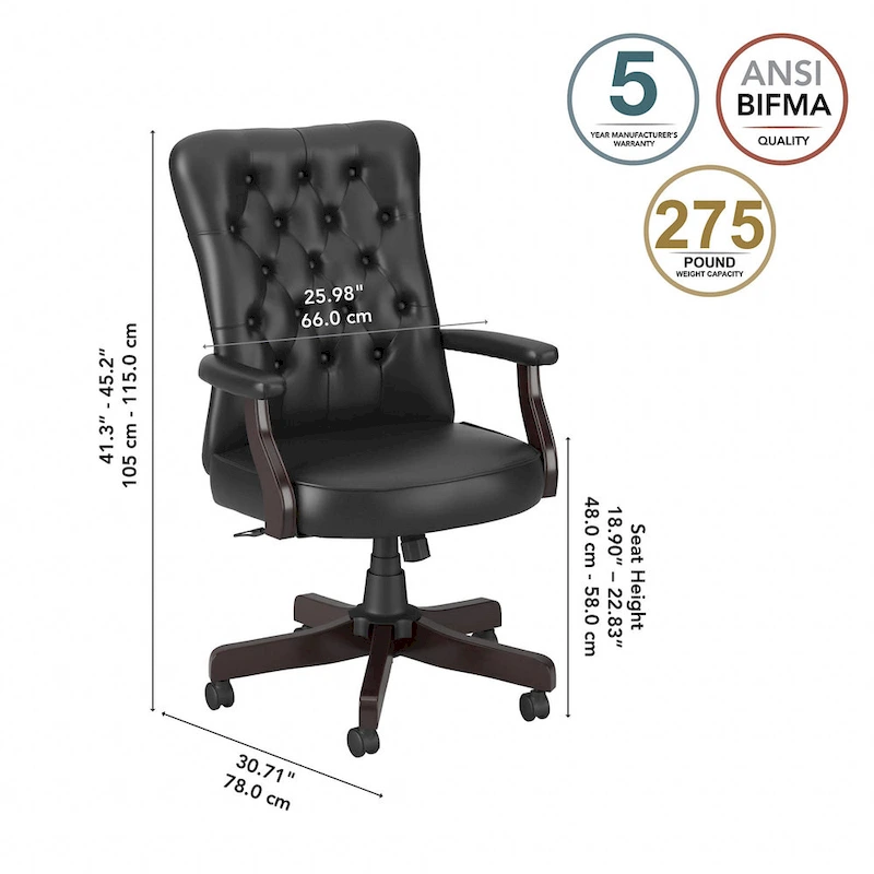Salinas High Back Tufted Office Chair with Arms by Bush Furniture