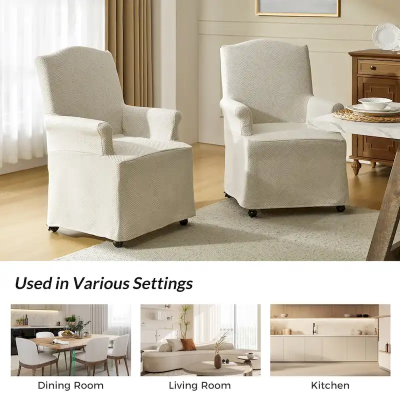 Alethea Upholstered Slipcover Arm Dining Chair with Soild Wood Legs by HULALA HOME