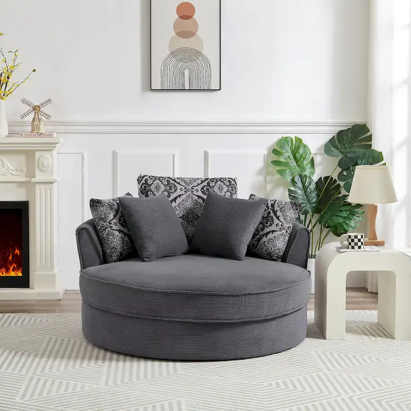 GDFStudio Harrison Swivel Accent Barrel Chair for Relaxed Living