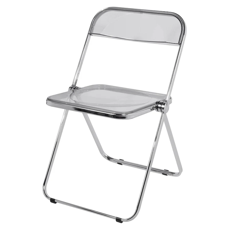 Transparent Acrylic Stackable Folding Dining Chair w/ Metal Frame, Single - 29.1(H) x 18.1(W) x 18.5(D)