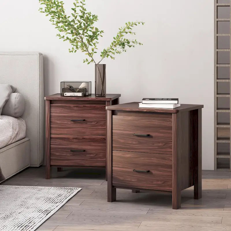 Olimont Faux Wood 2 Drawer Nightstands (Set of 2) by Christopher Knight Home