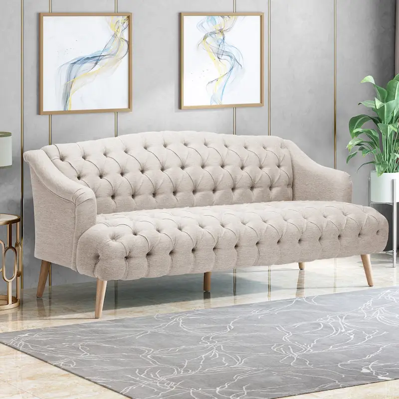 Adelia Modern 3-seat Tufted Fabric Sofa by Christopher Knight Home