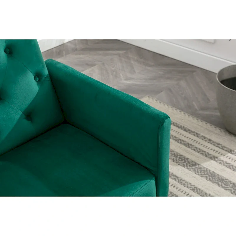 Velvet Accent Chair with Adjustable Armrests and Backrest, Button Tufted Lounge Chair, Single Recliner Armchair with Ottoman