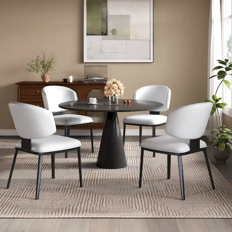 '- PU Leather Upholstered Dining Chairs