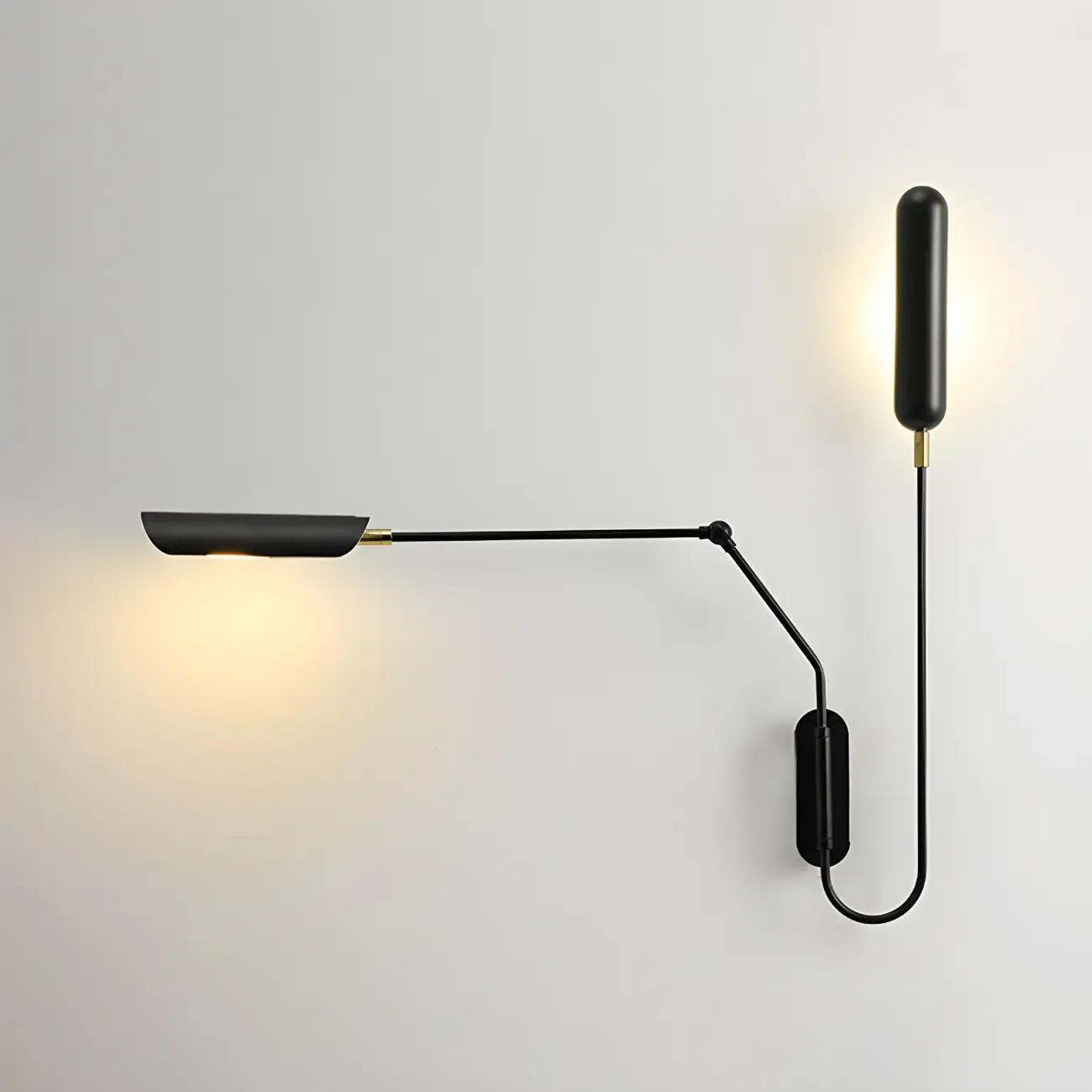 Modern Black Metal 2-Light Swing Arm Wall Light