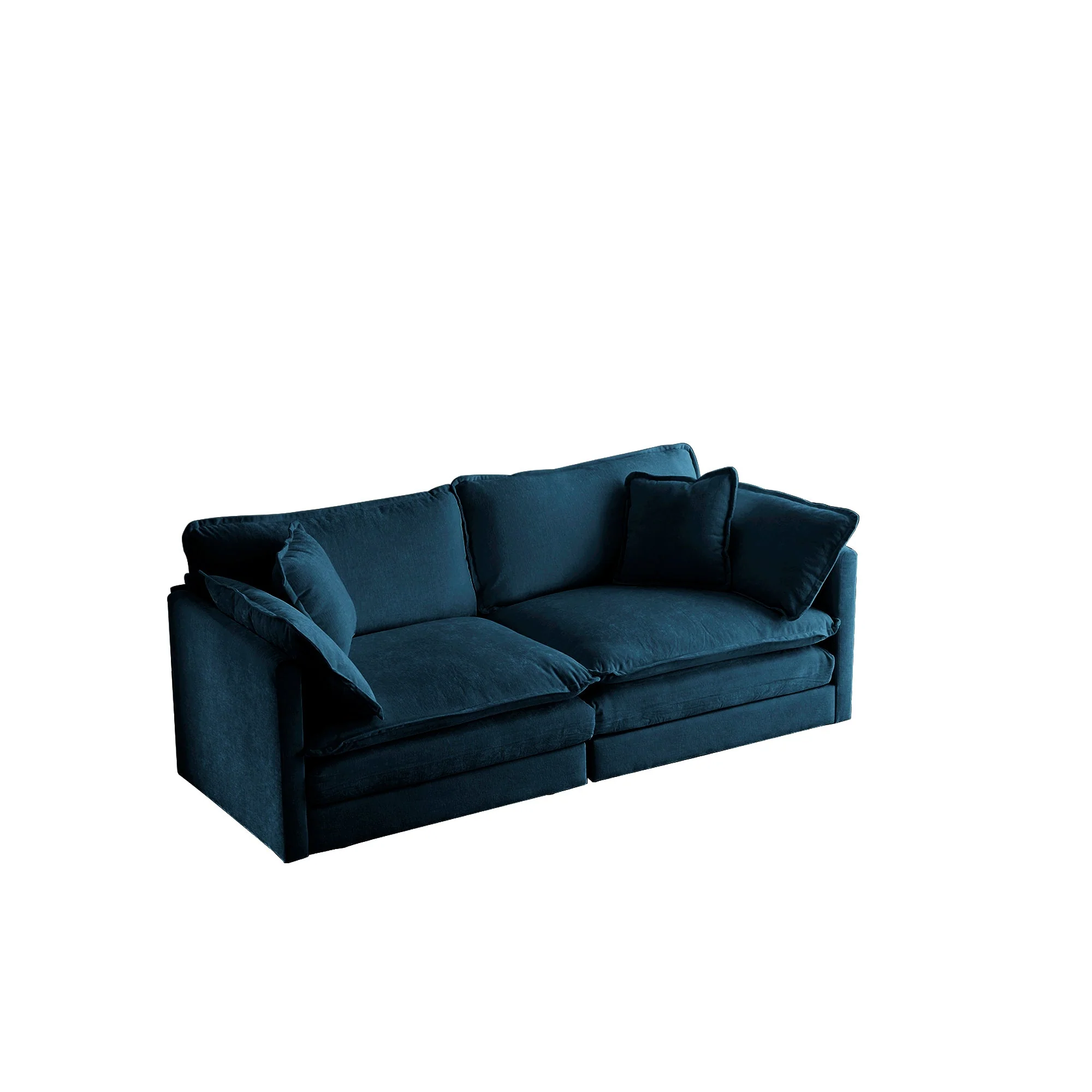 Walker Edison | Modern Chenille Cloud Loveseat Sofa Blue