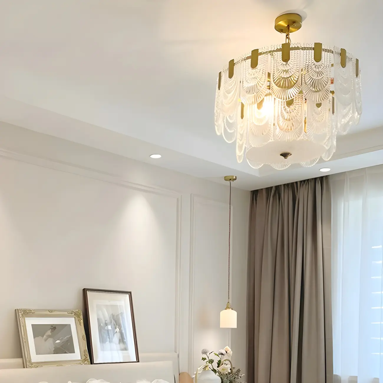Luxury Gold Metal Island Pendant Light with Glass Accents