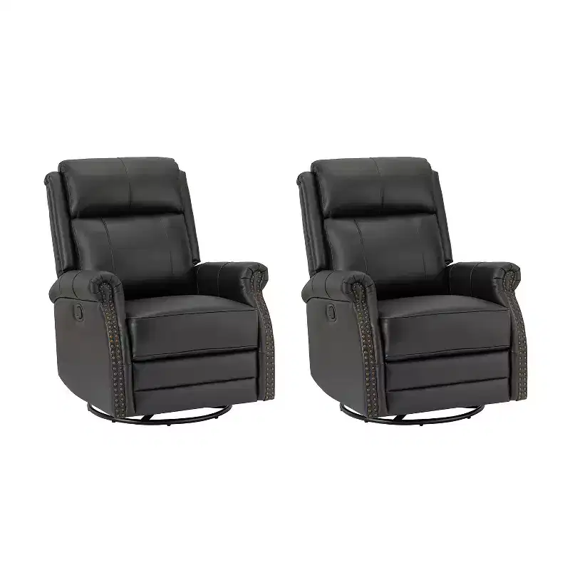 Irene 30.5 Wide Genuine Leather Manual Recliner with Rolled Arms Set of 2| ART OF LIVING DESIGNS