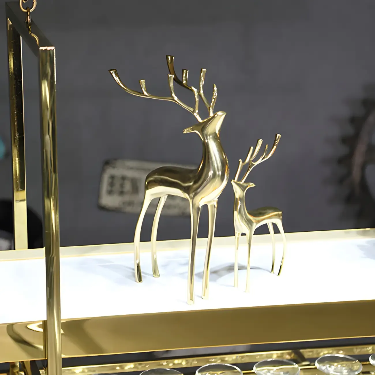 Glam Gold Metal Hanging Wine Glass Rack