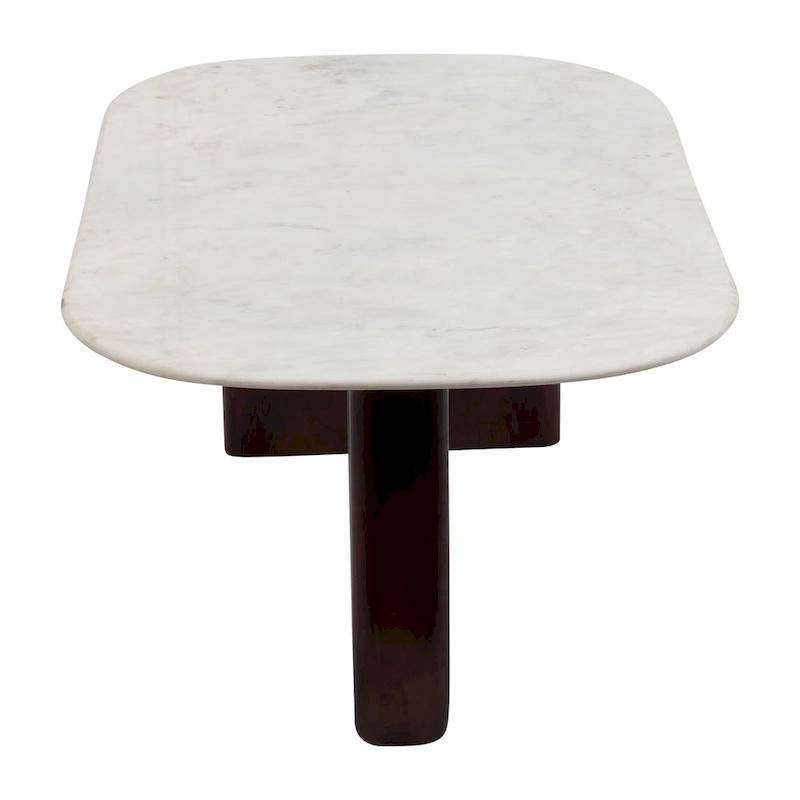 Sagebrook Home Modern Marble and Wood 16H Abstract Oval Coffee Table - 48 x 24 x 16