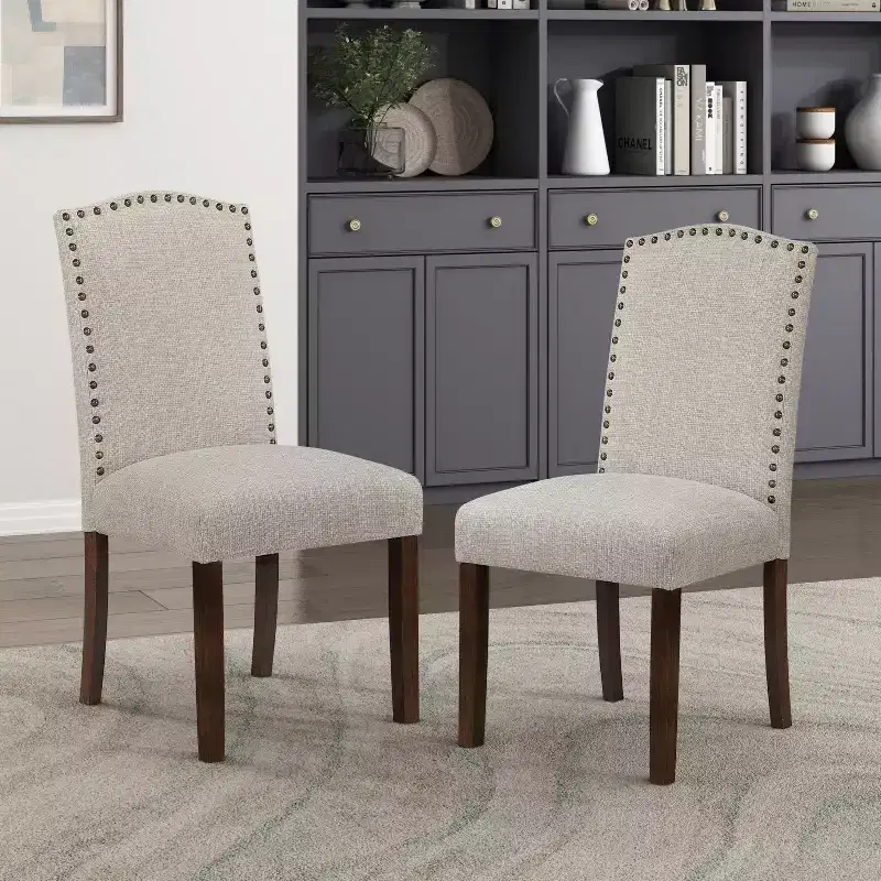 Gray / Taupe Modern Classic Armless Dining Chair, High Back, Set of 2