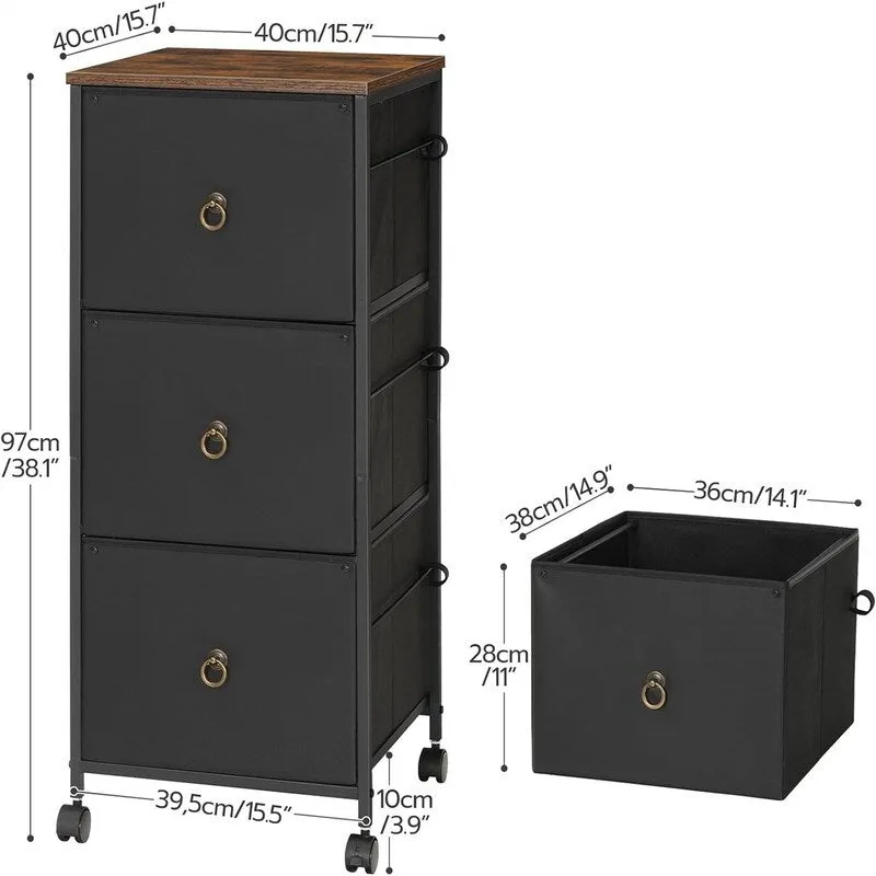 3-Drawer File Cabinet - 15.7D x 15.7W x 38.1H