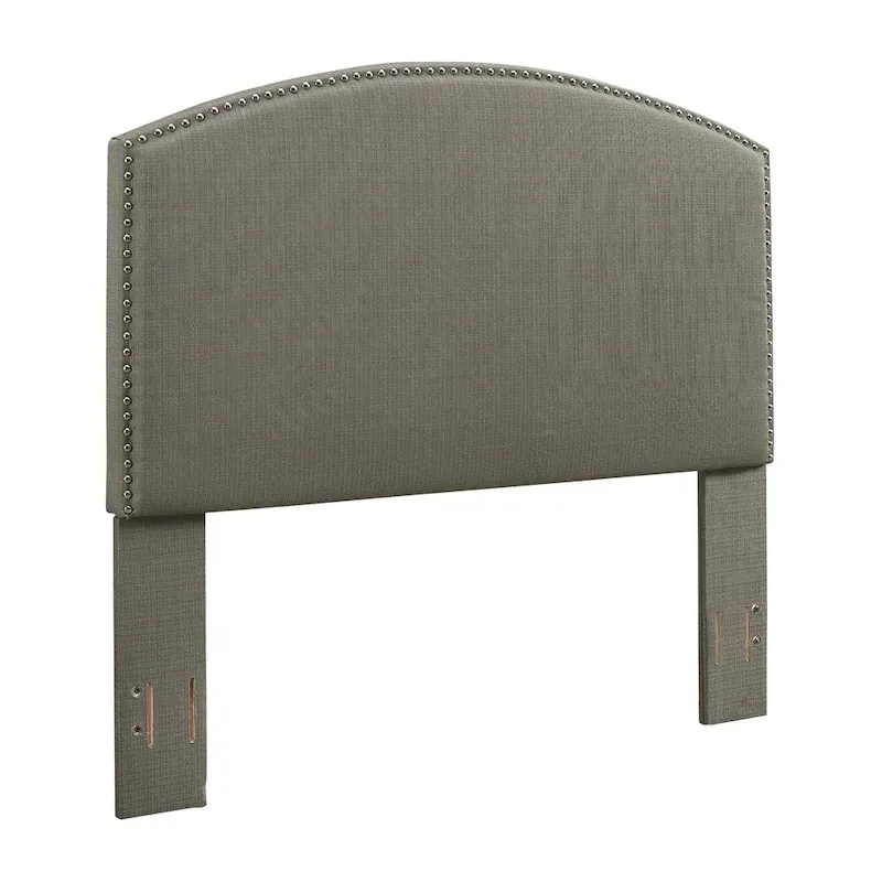 Cassie Curved Upholstered Full/Queen Headboard in Shadow Grey Linen