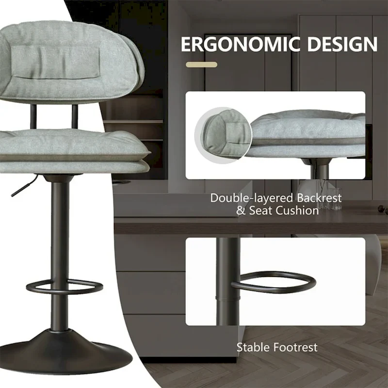 Set of 2 Swivel Bar Stools Adjustable Counter Height