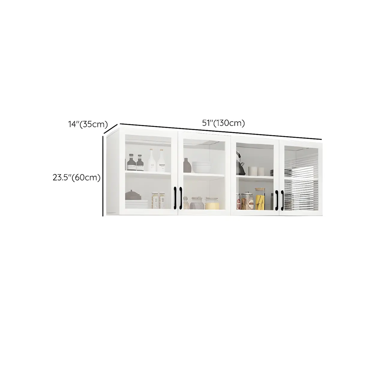 White Rectangular Wall-Mounted Wood China Cabinet