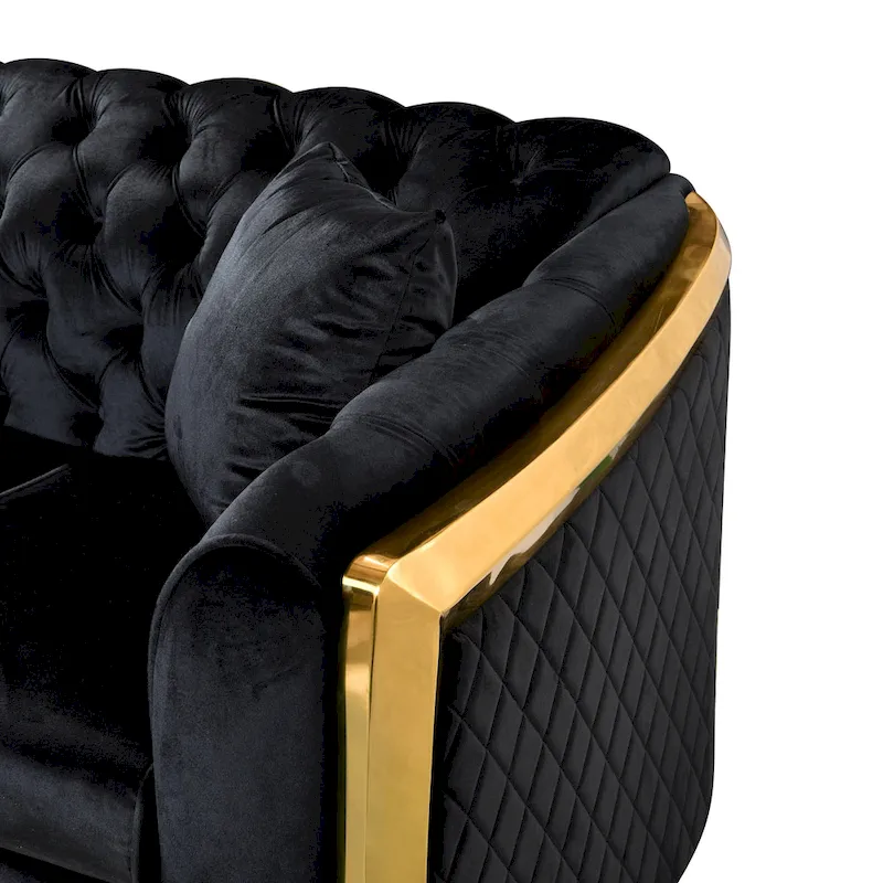 84 Luxury Chesterfield Velvet Sofa with Gold Trim