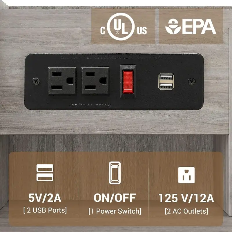 3-Drawer Nightstand with Built-in Charging Station and Open Shelf – White / Pink / Grey / Black, for 1 Person