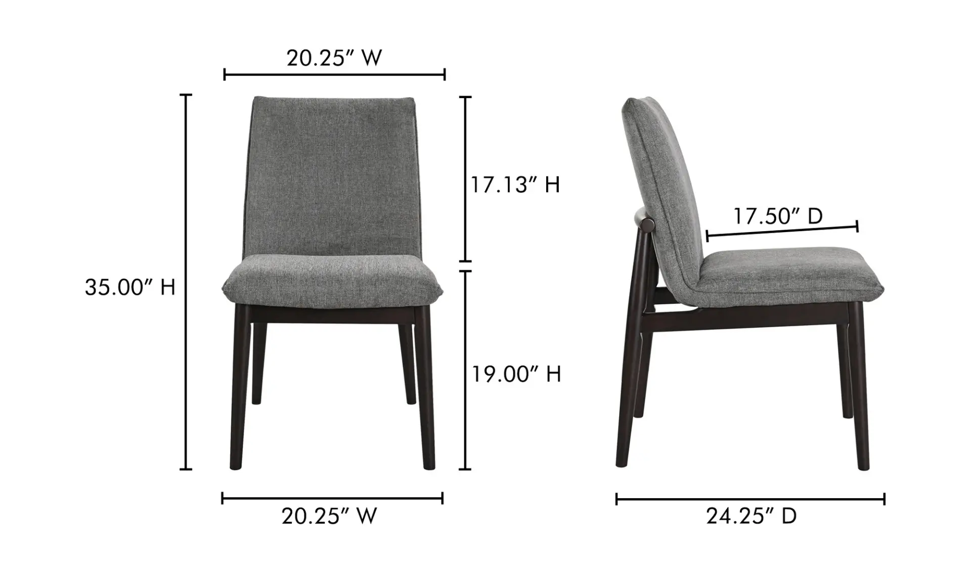 Charlie Dining Chair Dark Grey – Set Of Two
