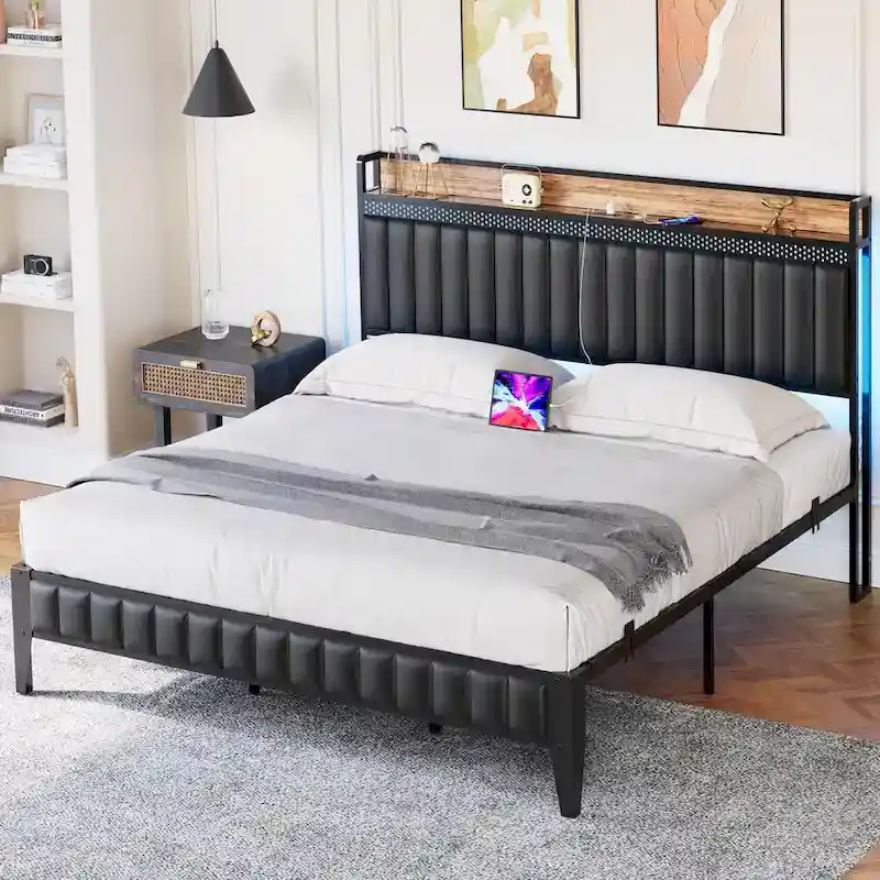 Bed Frame with Charging Station