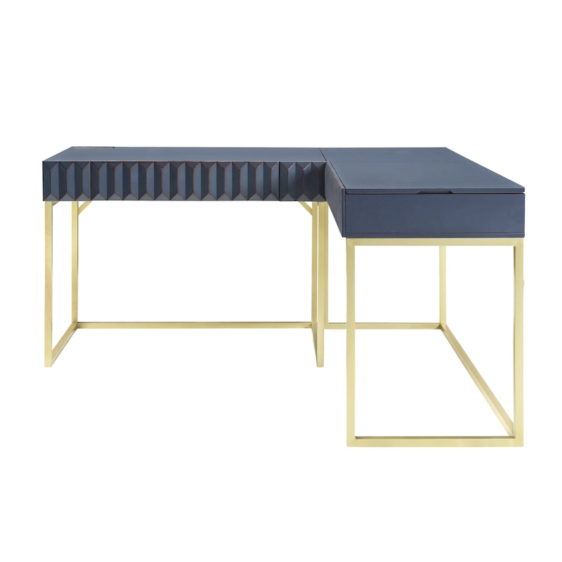 Bird Glam Metal Lift-top L-Shaped Computer Desk with USBs by Furniture of America