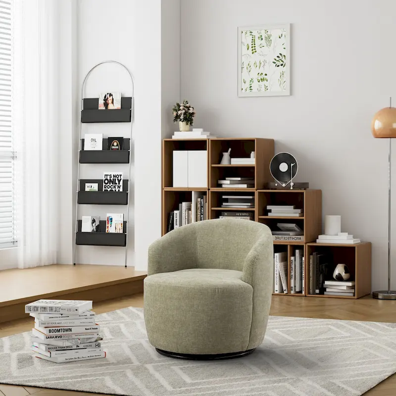 Ouyessir Accent Upholstered Round Velvet 360 Degree Swivel Sofa Chairs