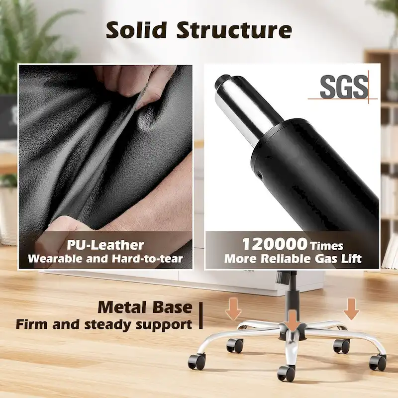 Executive PU Leather Swivel Office Chair with Flip-Up Arms Ergonomic