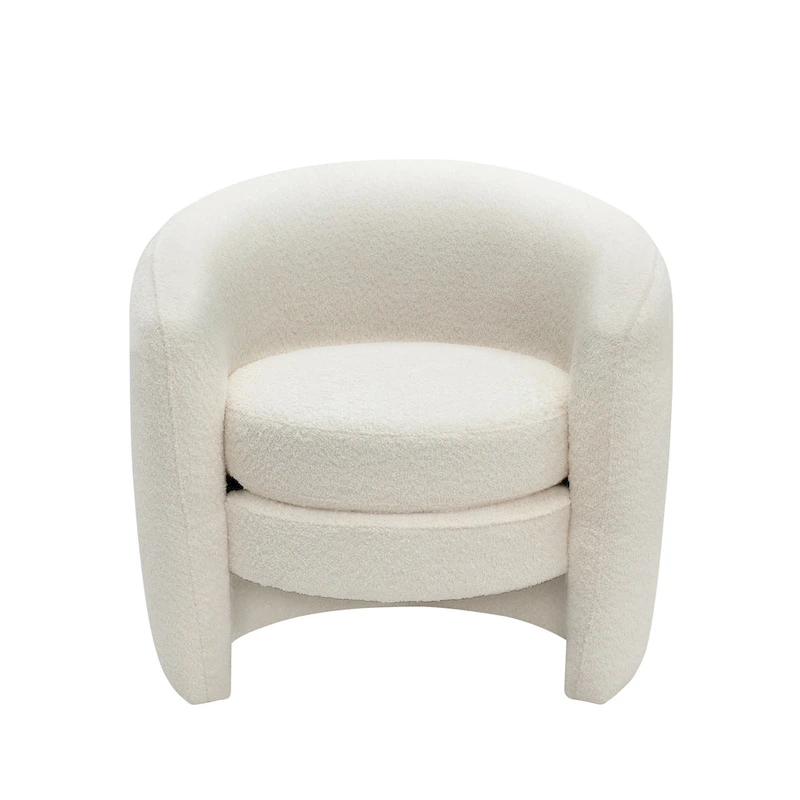 Boucle Upholstered Accent Chair with Curved Back, Plush Seating and No Assembly Required