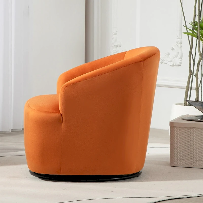 US Pride Furniture Accent Chair with Barrel-shaped Design and 360 Degree Swivel Feature