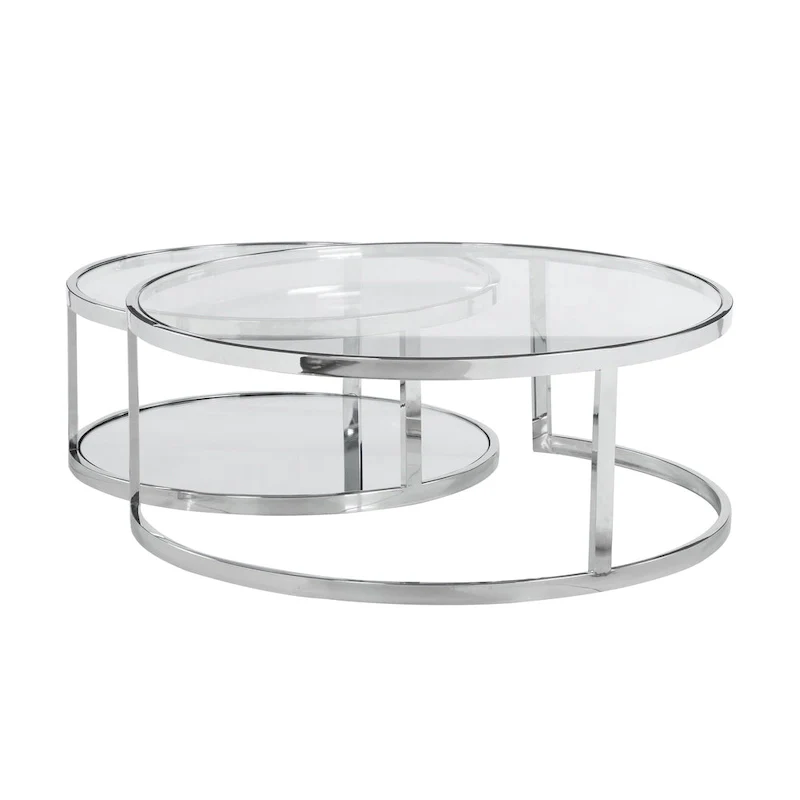 Somette 2-in-1 Round Nesting Cocktail Table Set - Cocktail Table - Cocktail Table