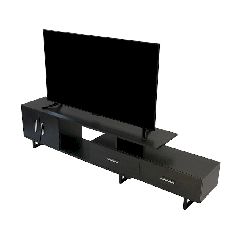 Avery 55-inch 2-Drawer 4-Shelf TV Stand in Steel