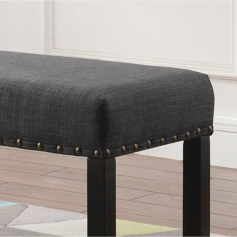Fabric Dining Bench with Nailhead Trim