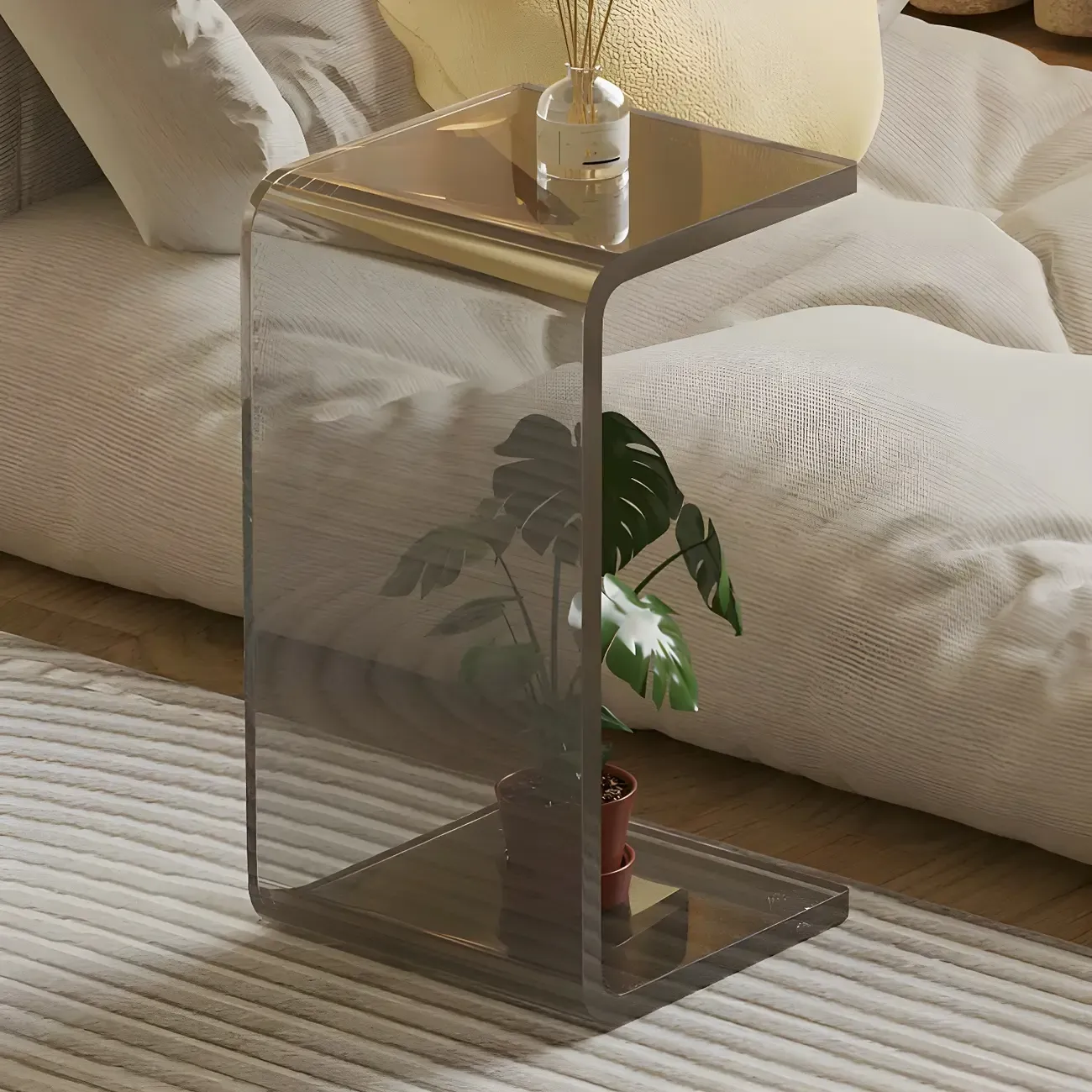 Versatile Acrylic Side Table C-Shaped