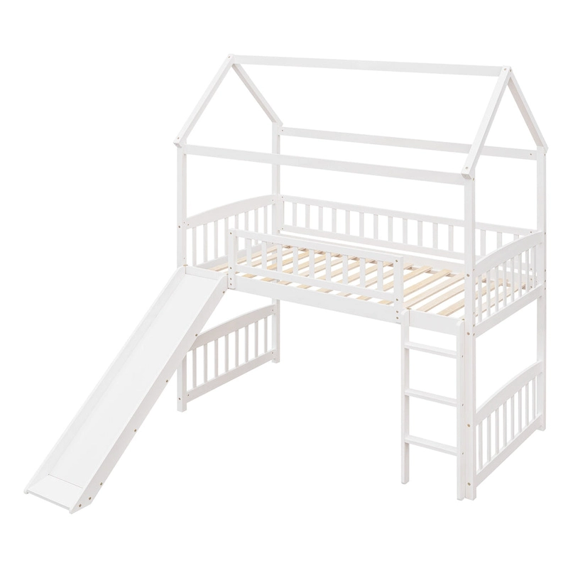 Twin Loft Bed with Slide,House Bed with Slide