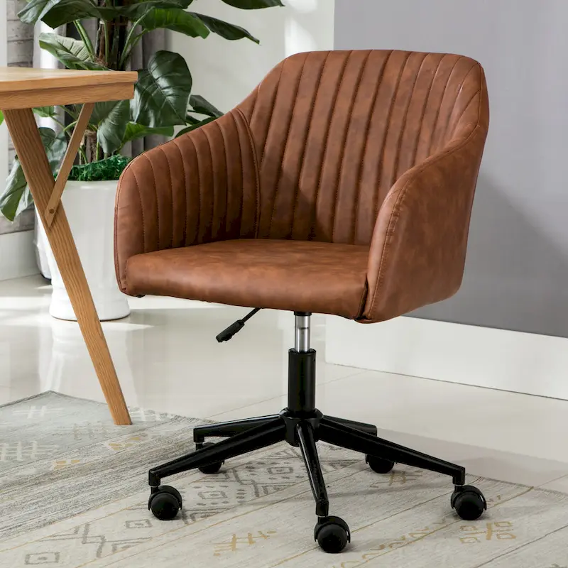 Office Desk Chair, Tufted PU Leather Upholstery
