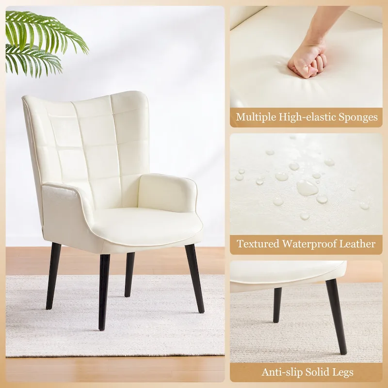 HUIMO High-back Accent Chair Modern Wing Back Chair-Faux Leather