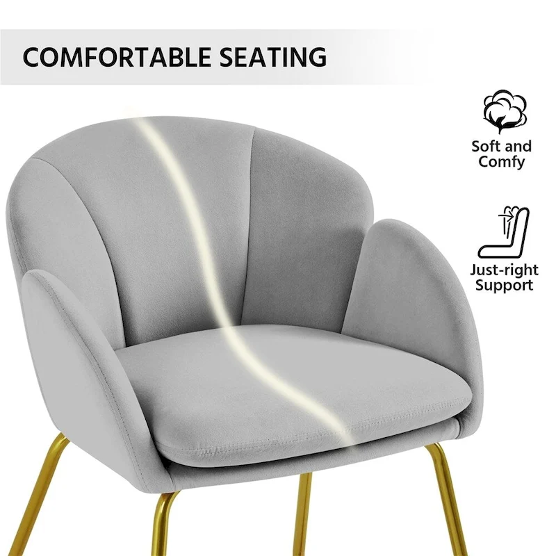 Yaheetech Flower Shape Velvet Armchair Accent Chair with Golden Metal Legs