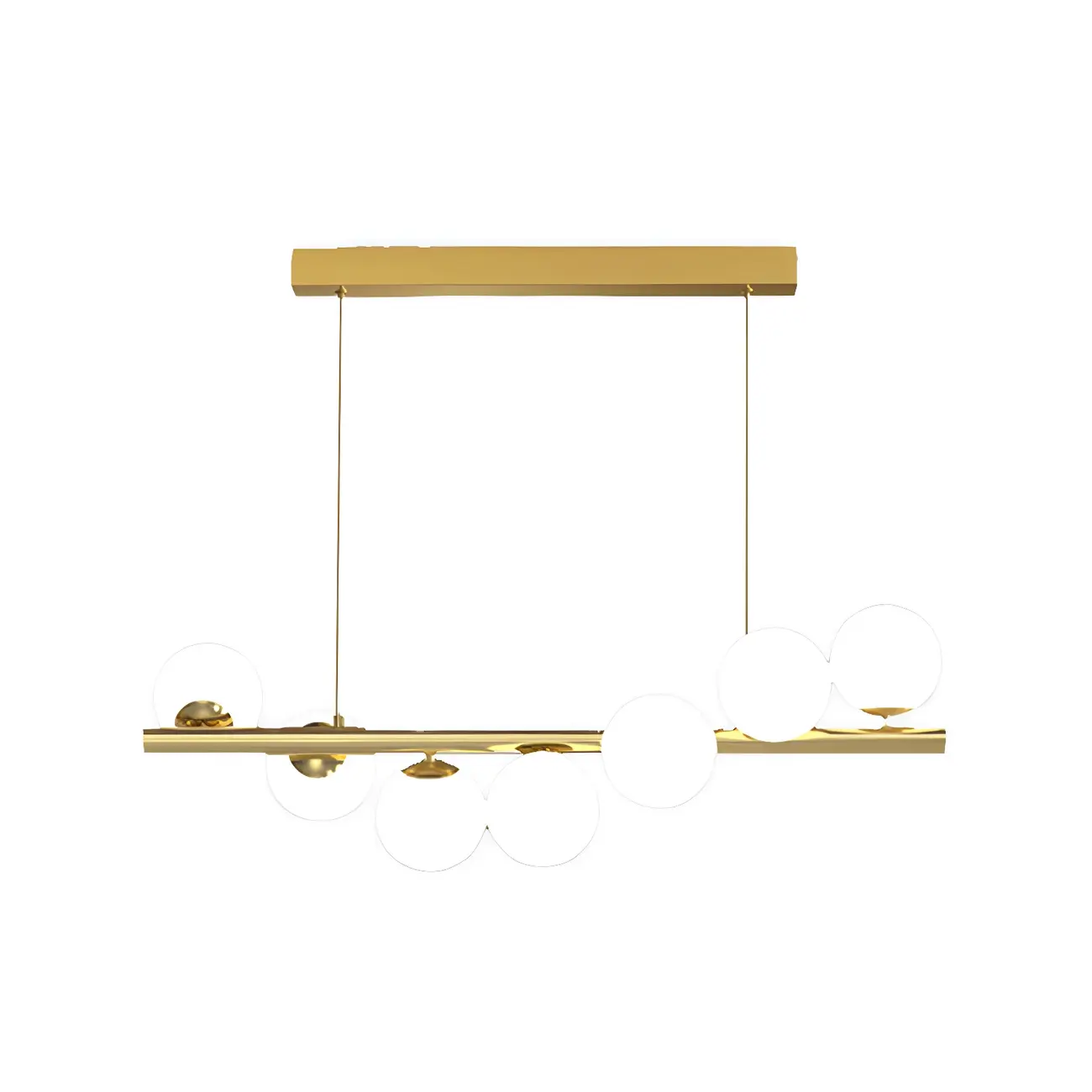 Sleek Modern Gold Glass Globe Island Chandelier