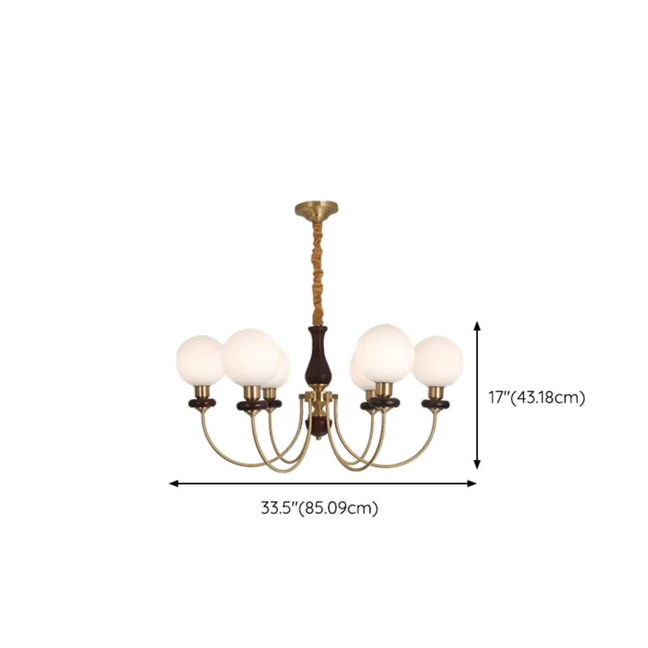 Gold Classic Globe Glass Chandelier Height Adjustable